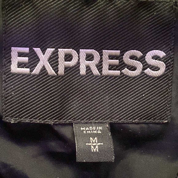 EXPRESS Black Bomber Jacket w/ patches - MEDIUM - Picture 3 of 5